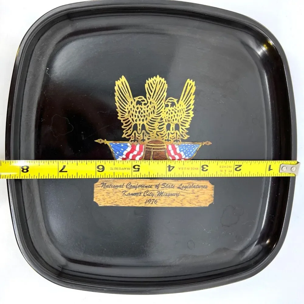 Vintage Couroc Liberty Tray Plate Double Eagle Flag Bell 1976